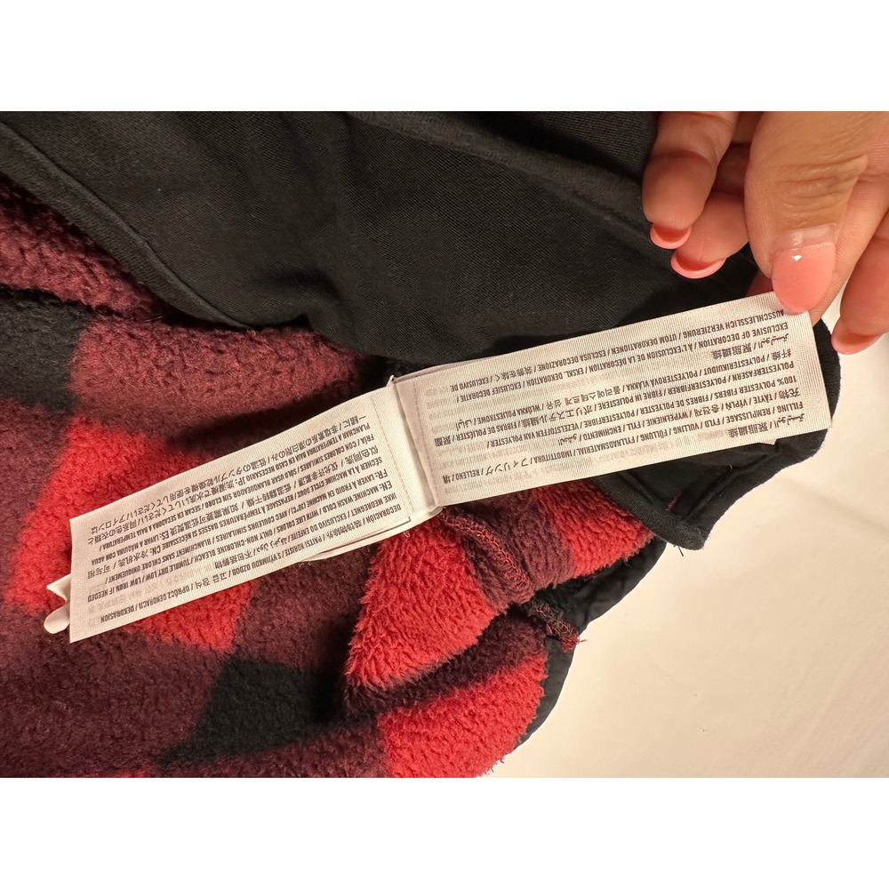Abercrombie & Fitch Womens Red Black Buffalo Plaid Quilted Fleece Pullover Large - Picture 4 of 5